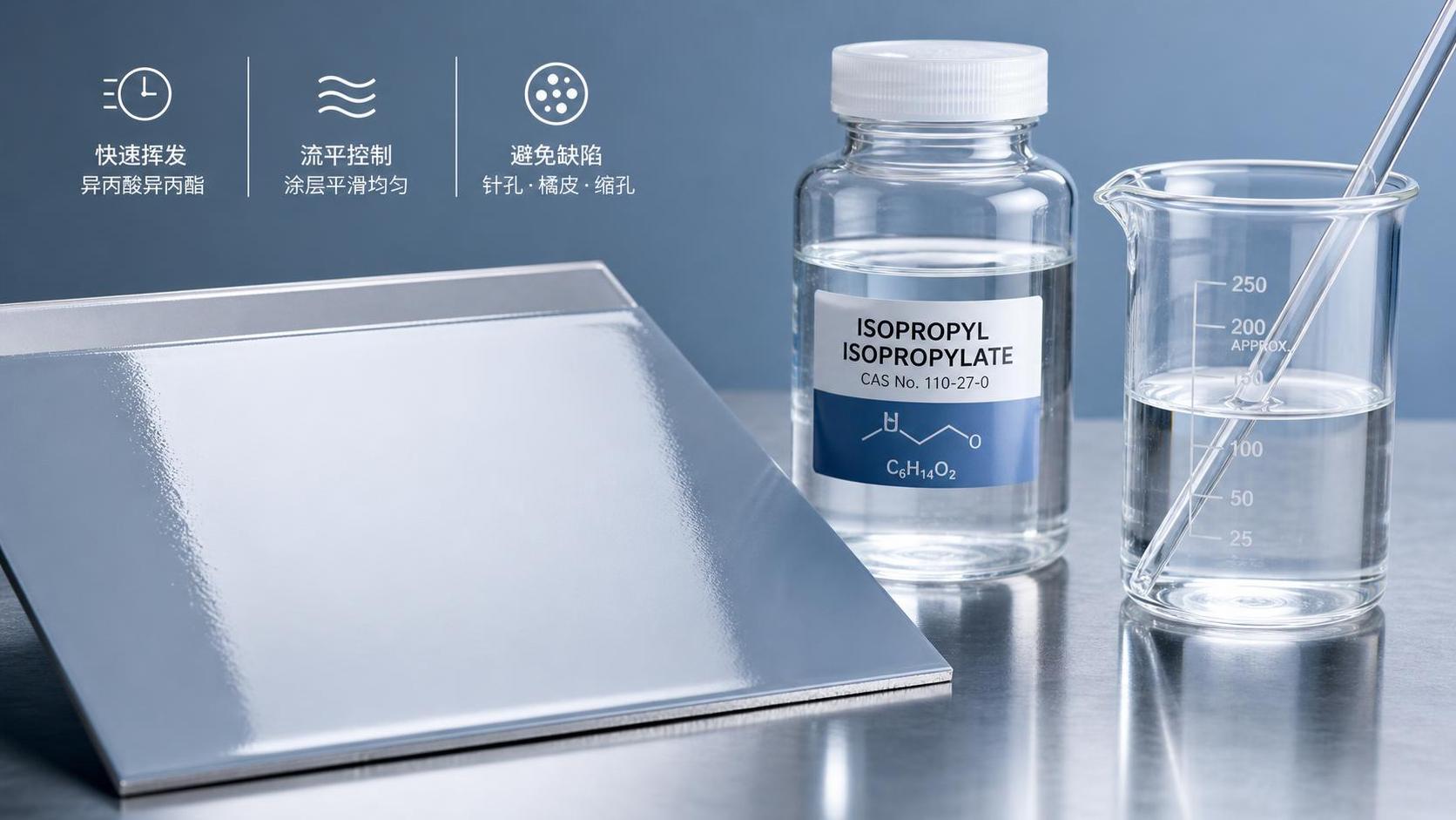 Elección del acetato de isopropilo como disolvente para una evaporación rápida sin defectos superficiales