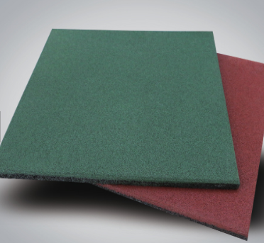 Colored rubber floor tiles