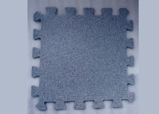 Blue and white dot straight-edge, interlocking floor tiles