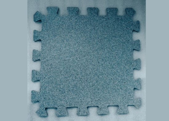 Green and white dot straight-edge, interlocking floor tiles