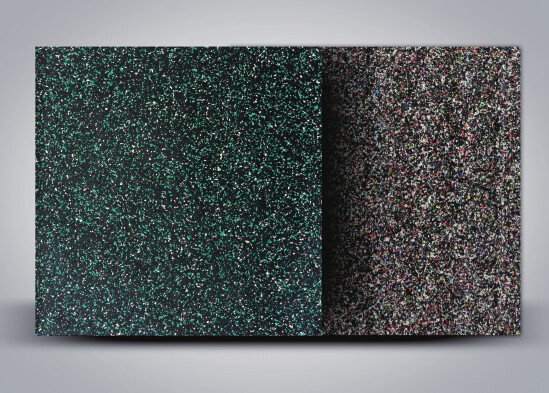 Green and white dot laminate rubber flooring