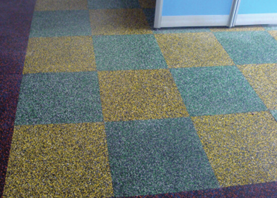 Green and white dot laminate rubber flooring