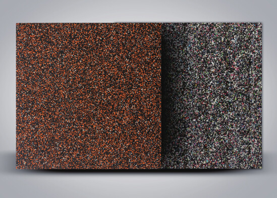 Orange and white dot laminate rubber flooring