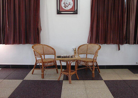 Orange and white dot laminate rubber flooring