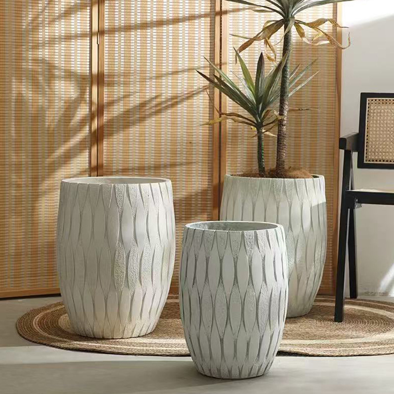 Drum round magnesium clay flower pot Drum round magnesium clay flower pot