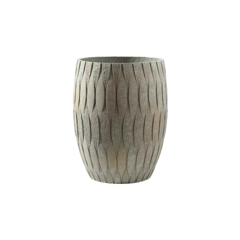 Drum round magnesium clay flower pot