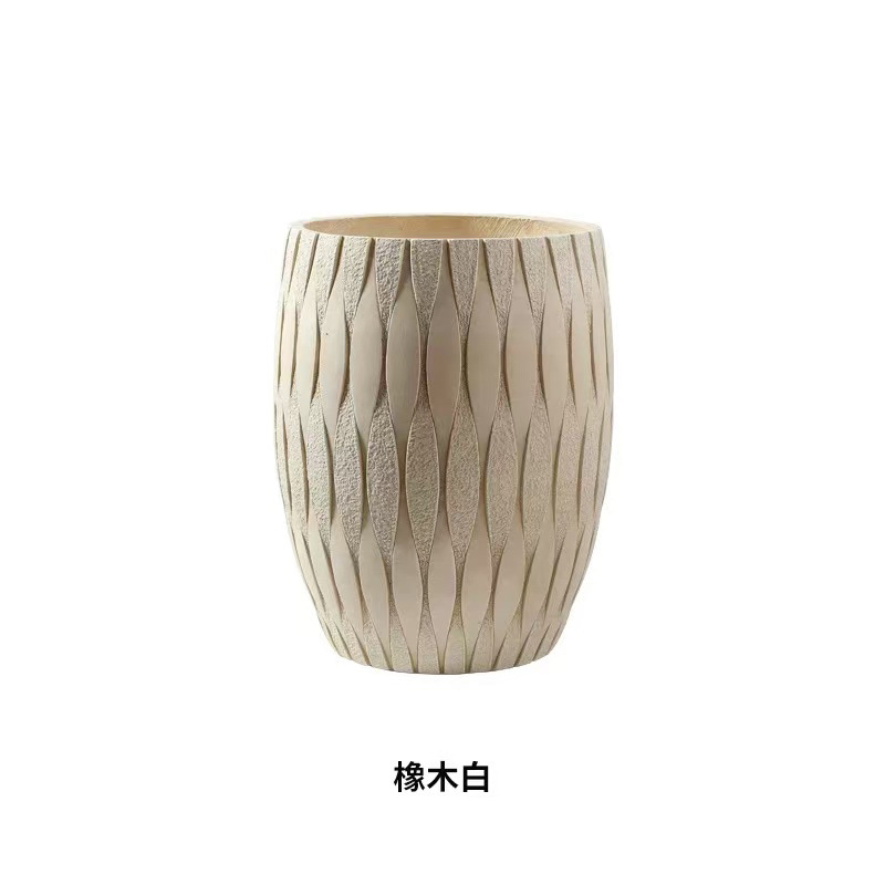 Drum round magnesium clay flower pot