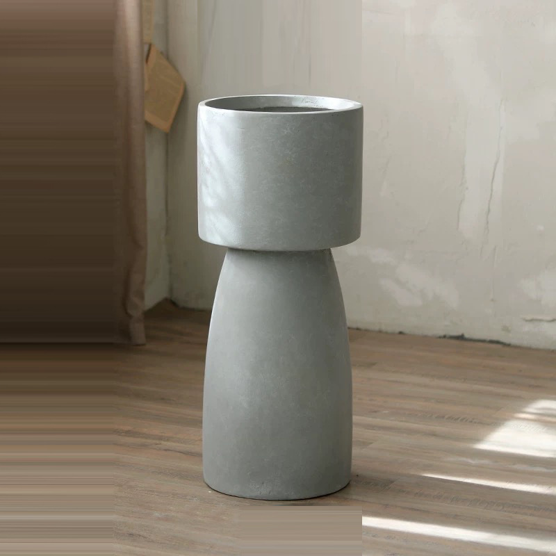High-legged magnesium clay flower pot