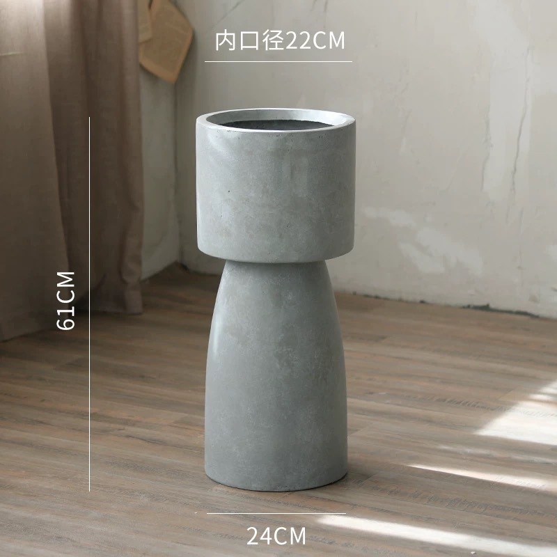 High-legged magnesium clay flower pot
