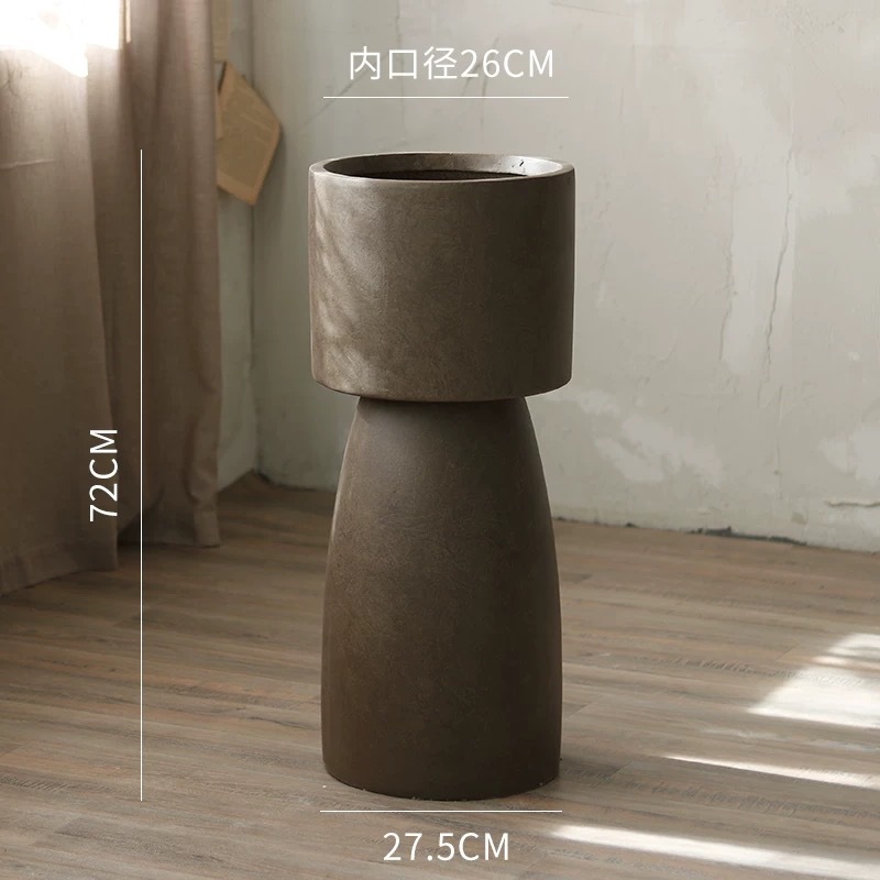 High-legged magnesium clay flower pot