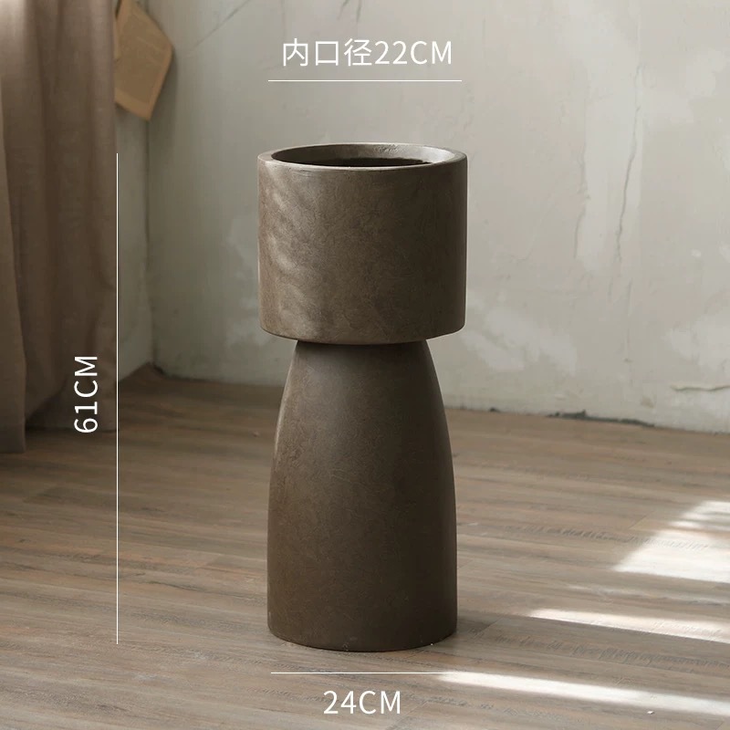 High-legged magnesium clay flower pot