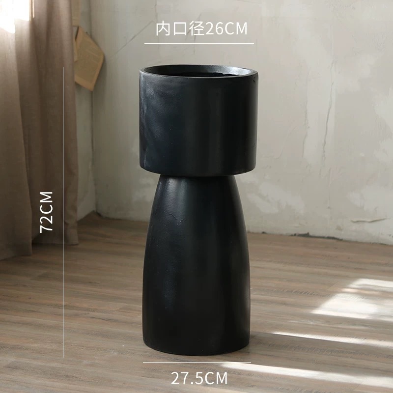 High-legged magnesium clay flower pot