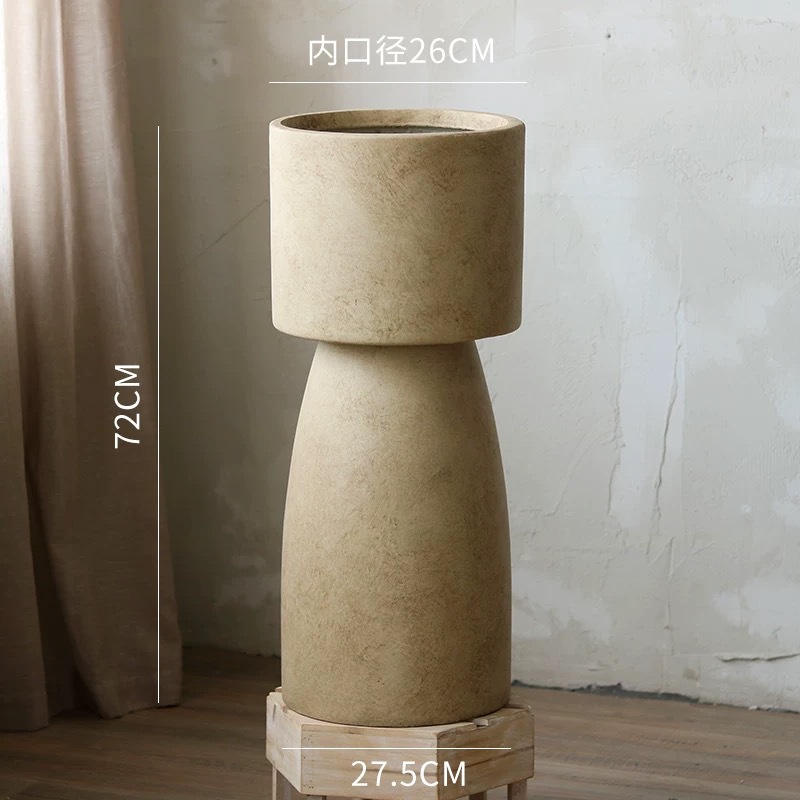 High-legged magnesium clay flower pot
