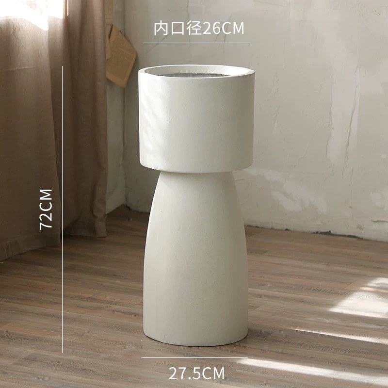 High-legged magnesium clay flower pot