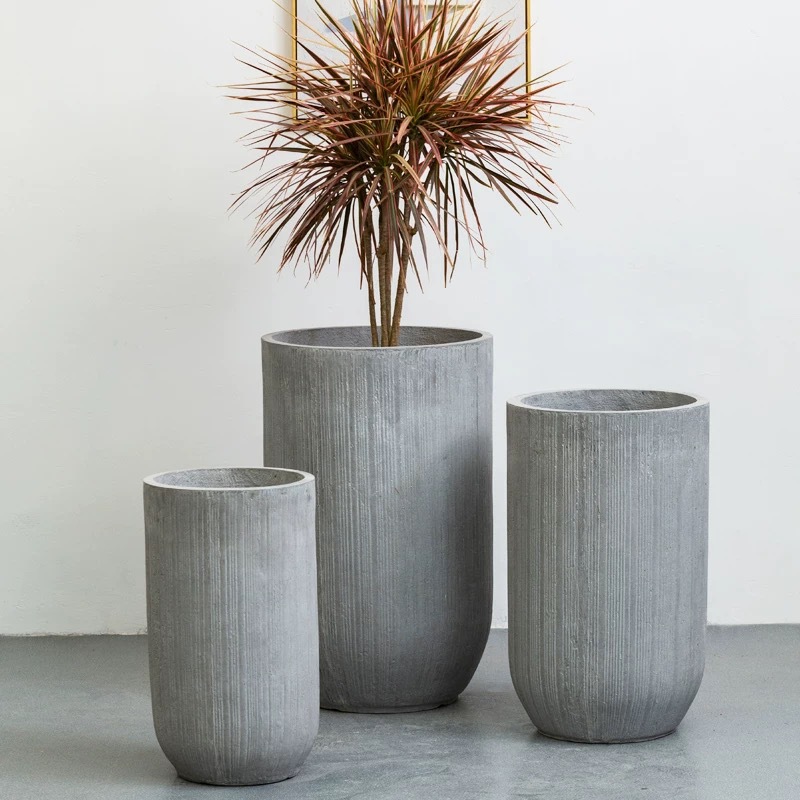 Tall magnesium clay flower pot