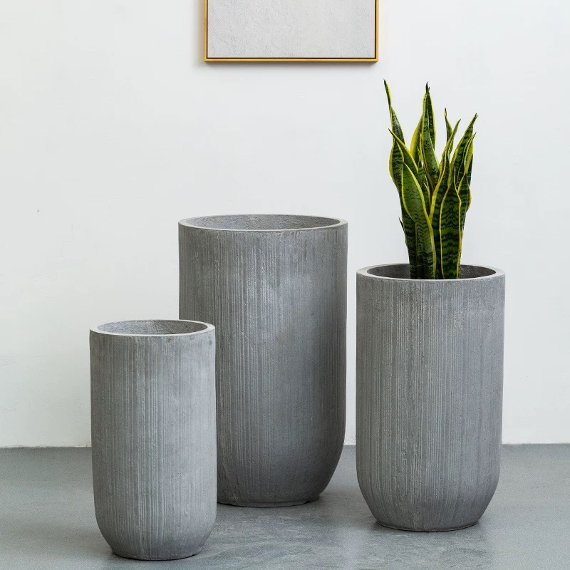 Tall magnesium clay flower pot