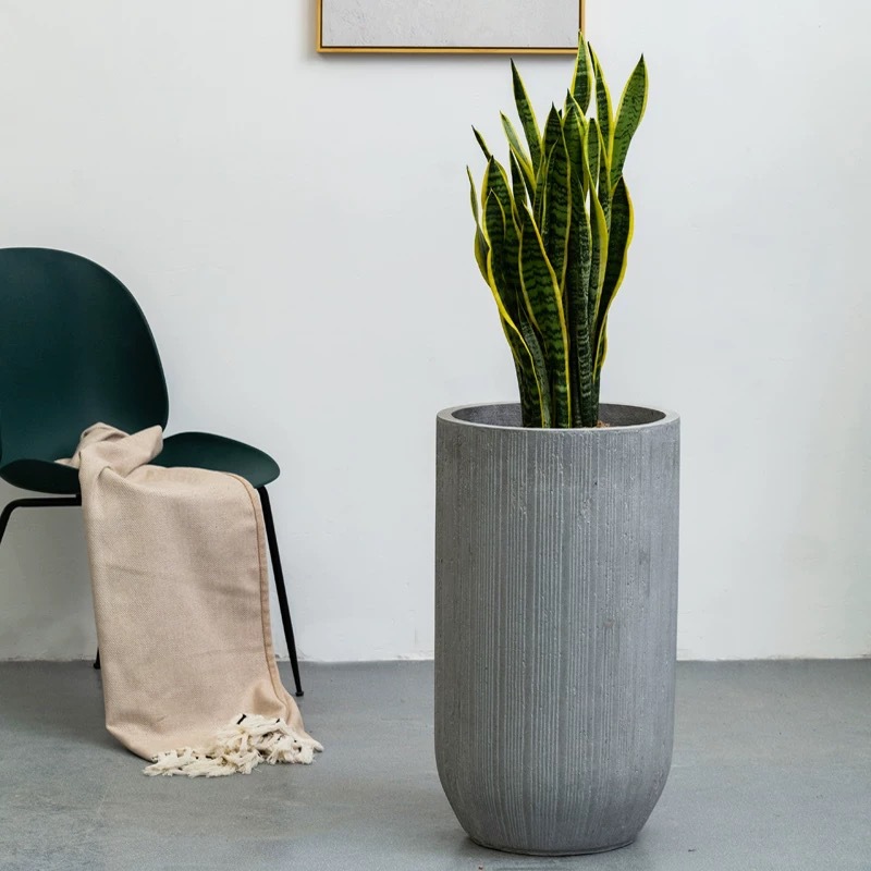 Tall magnesium clay flower pot