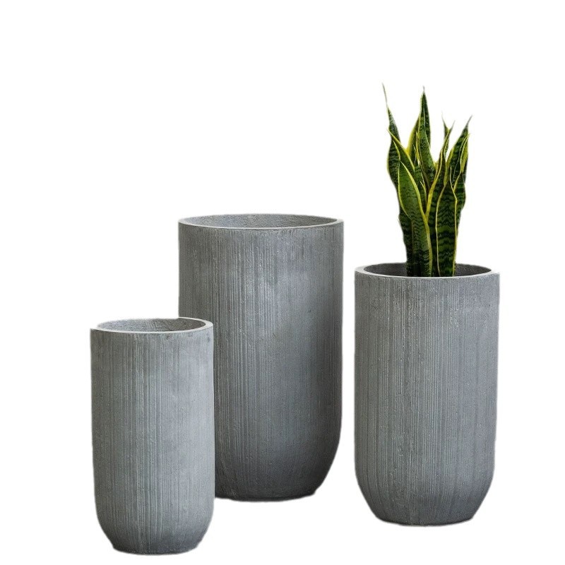 Tall magnesium clay flower pot