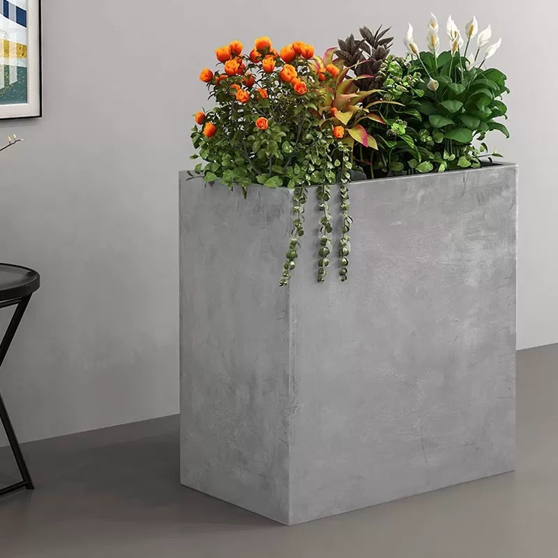 Rectangular magnesium clay flower pot