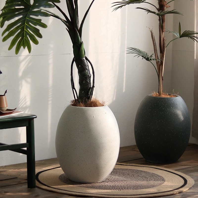 Eggshell shaped magnesium clay flower pot Eggshell shaped magnesium clay flower pot