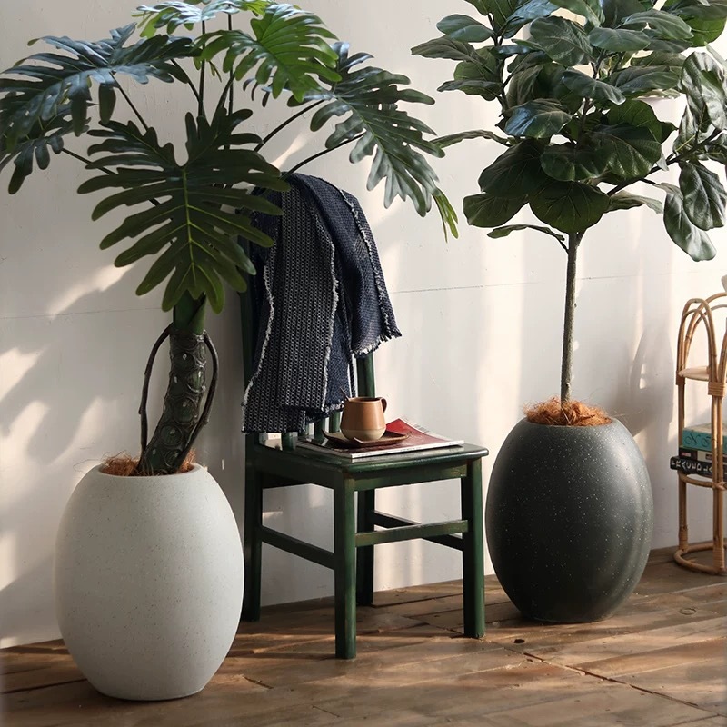 Eggshell shaped magnesium clay flower pot