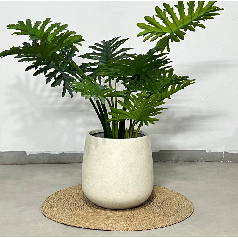 Classic round magnesium clay flower pot