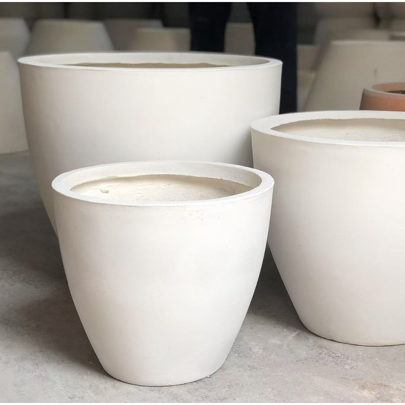 Short Round Magnesium Clay Flower Pot