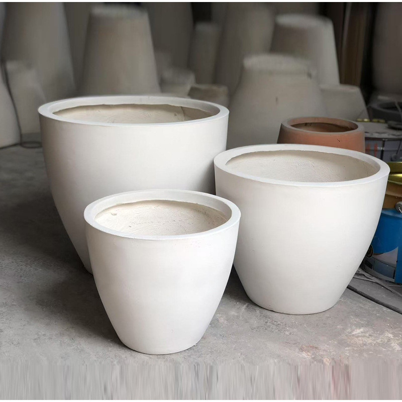 Short Round Magnesium Clay Flower Pot