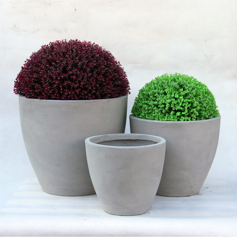 Short Round Magnesium Clay Flower Pot