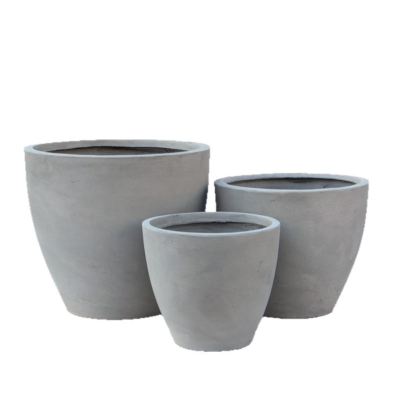 Short Round Magnesium Clay Flower Pot