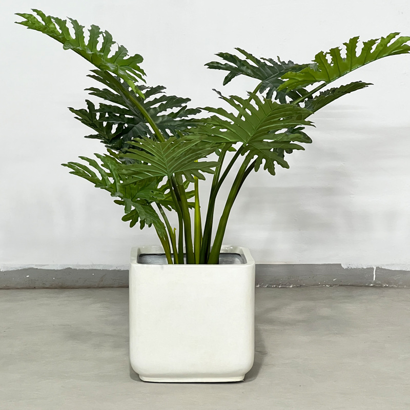 Square magnesium clay flower pot