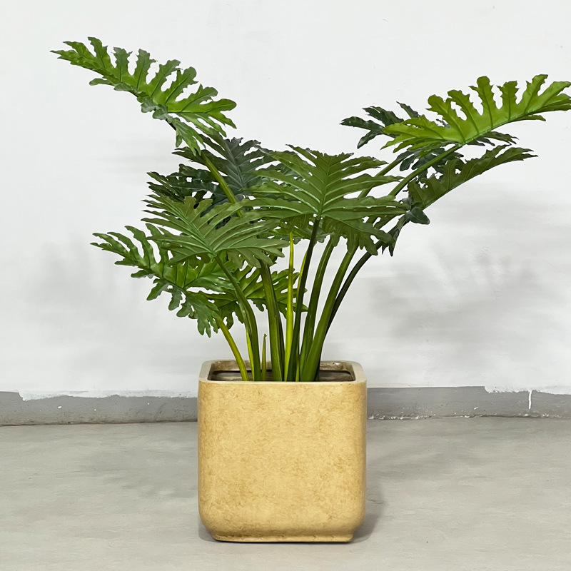 Square magnesium clay flower pot