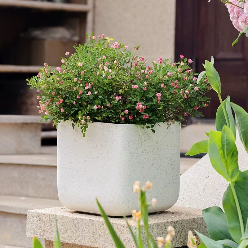 Square magnesium clay flower pot