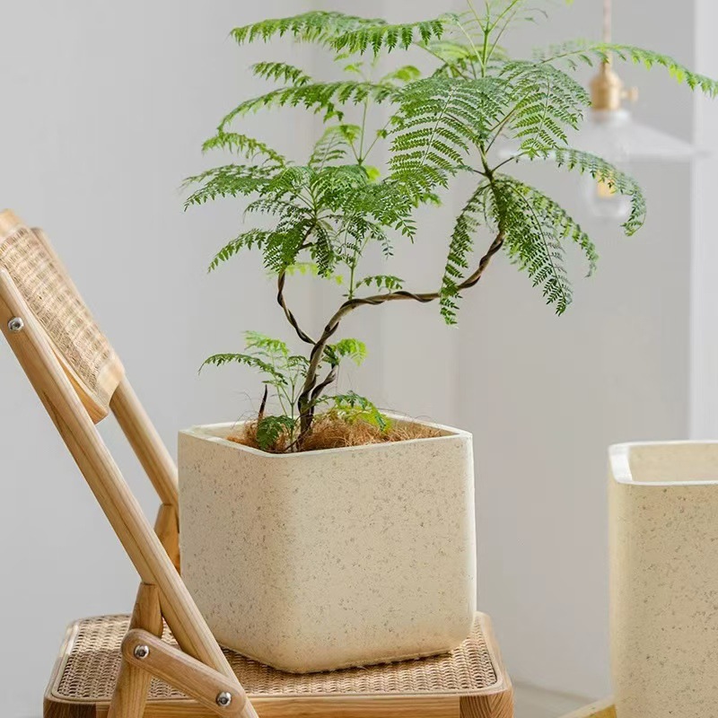 Square magnesium clay flower pot