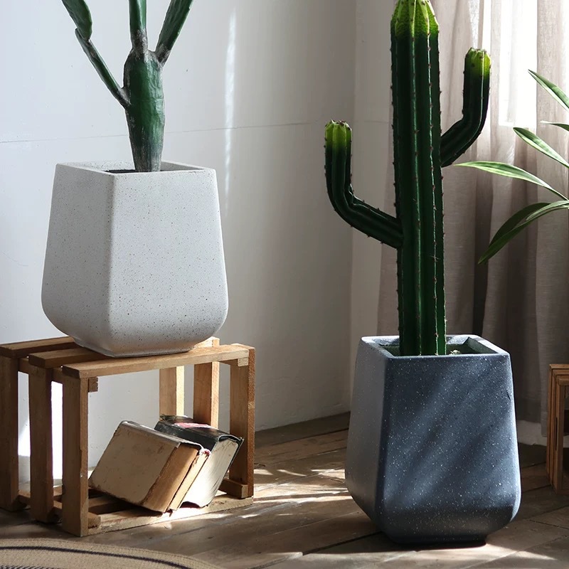 Square magnesium clay flower pot