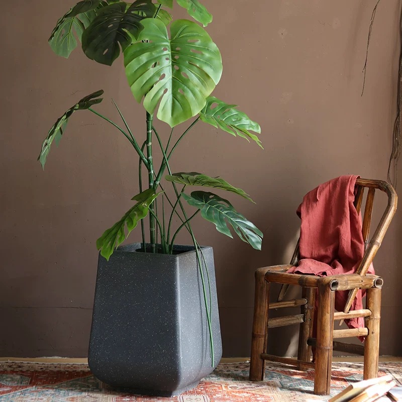 Square magnesium clay flower pot