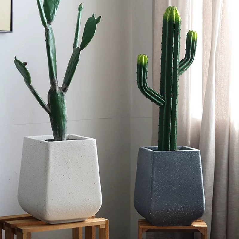 Square magnesium clay flower pot