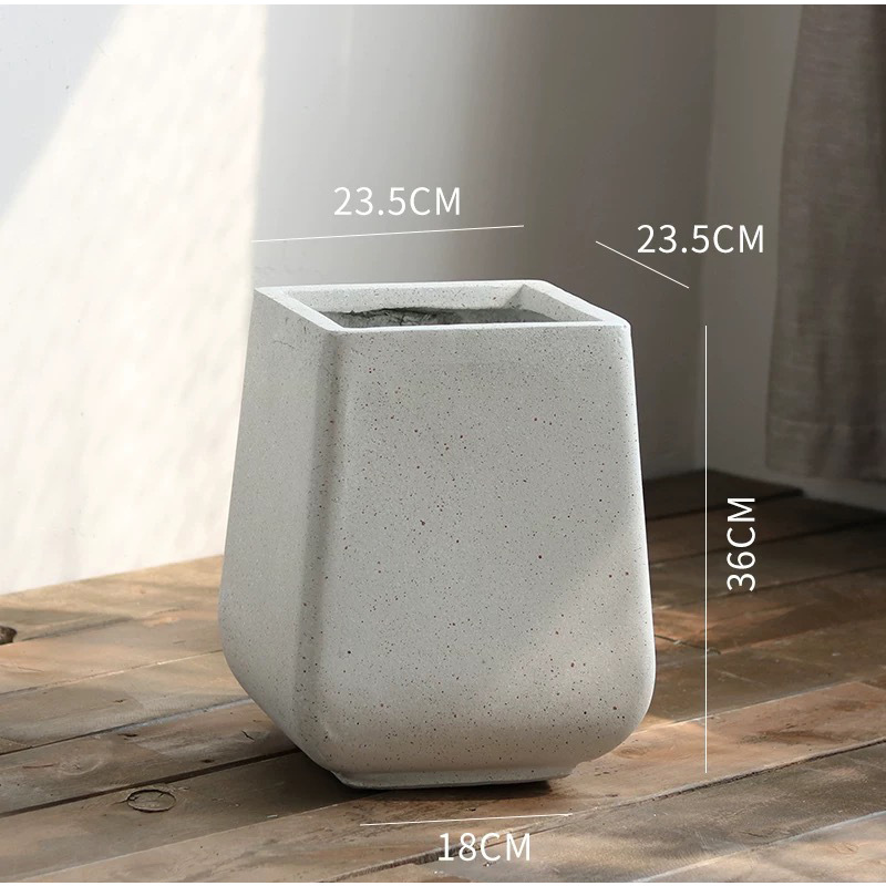 Square magnesium clay flower pot