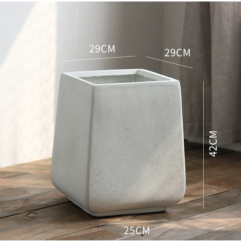 Square magnesium clay flower pot