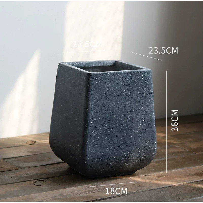 Square magnesium clay flower pot