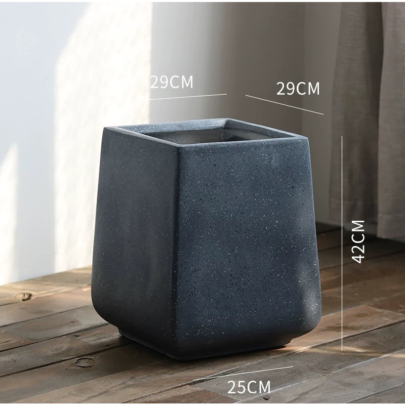 Square magnesium clay flower pot