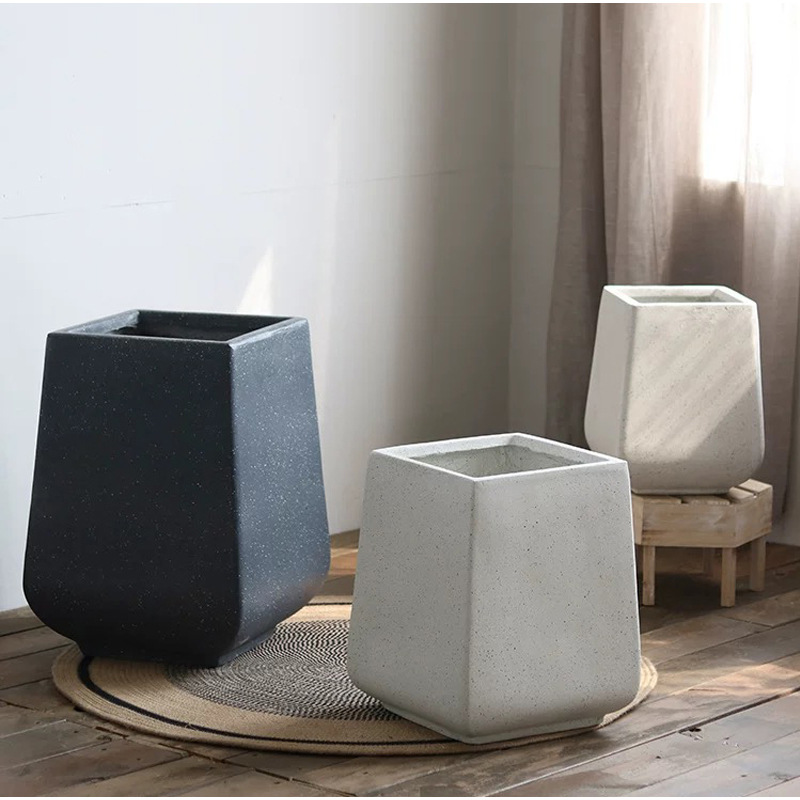 Square magnesium clay flower pot
