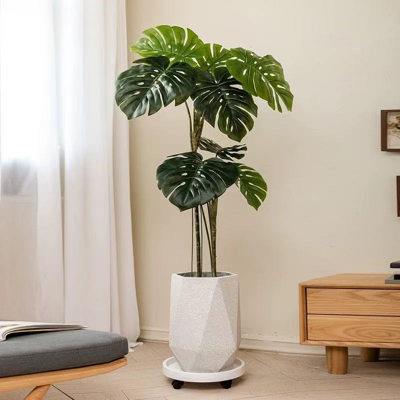 Large diameter magnesium clay flower pot