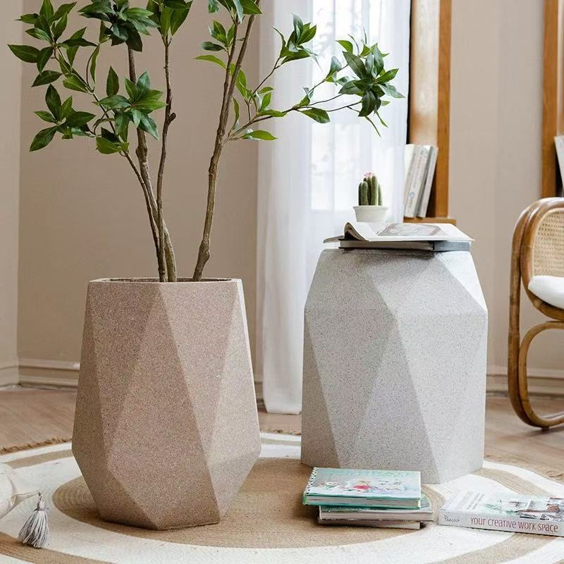 Large diameter magnesium clay flower pot