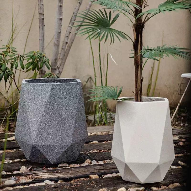 Large diameter magnesium clay flower pot