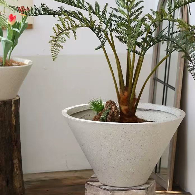 Round bowl-shaped magnesium clay flower pot