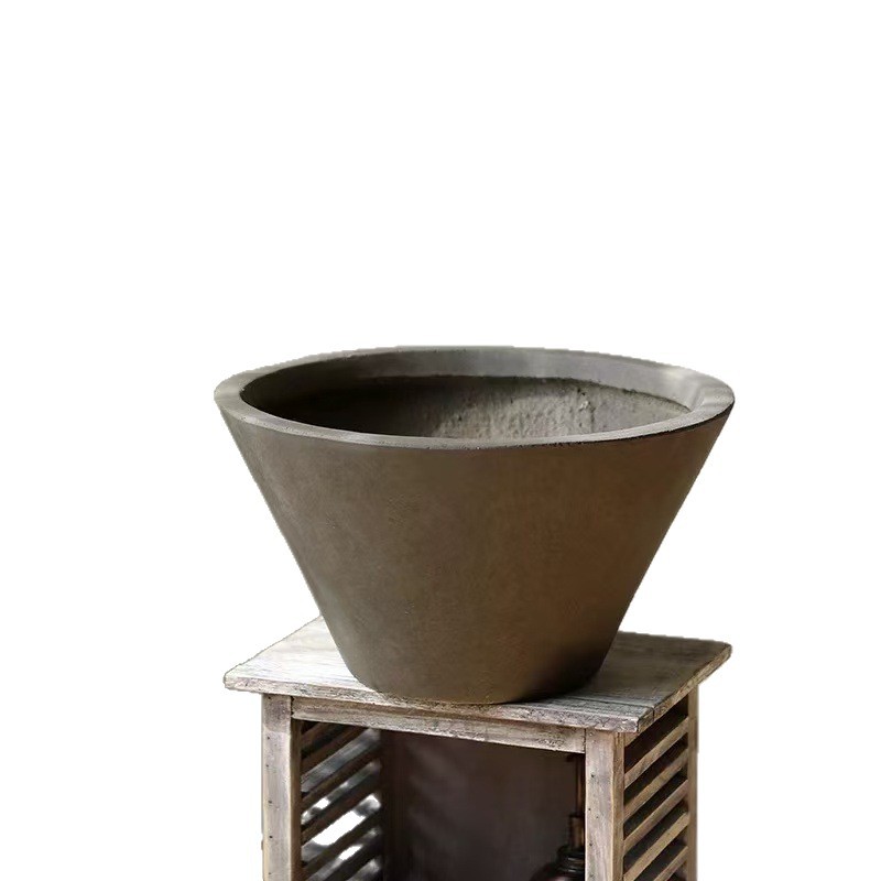 Round bowl-shaped magnesium clay flower pot