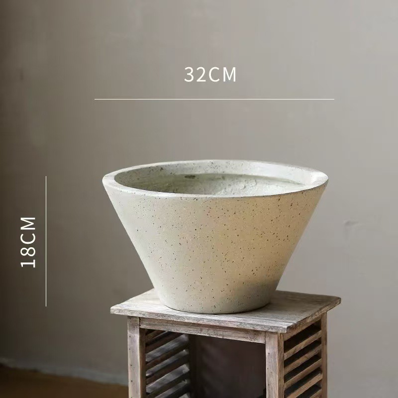 Round bowl-shaped magnesium clay flower pot