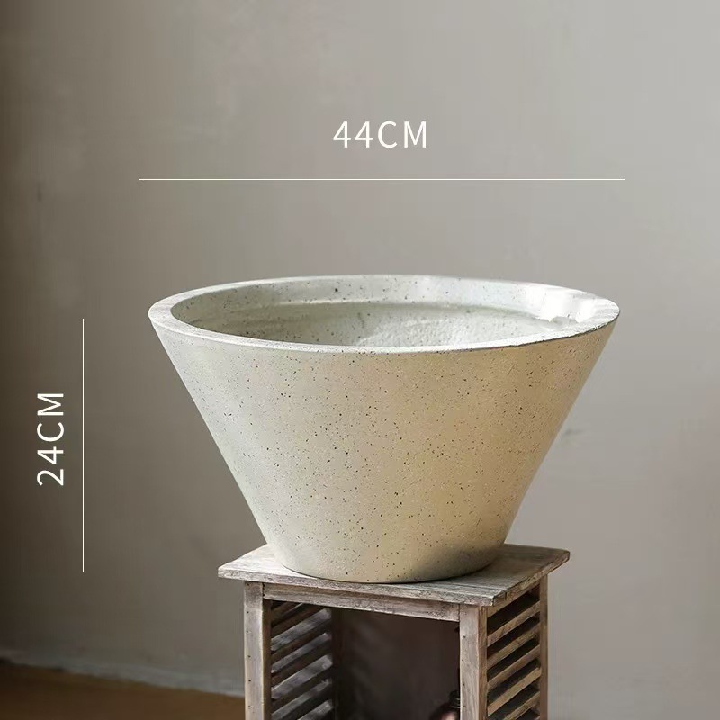 Round bowl-shaped magnesium clay flower pot