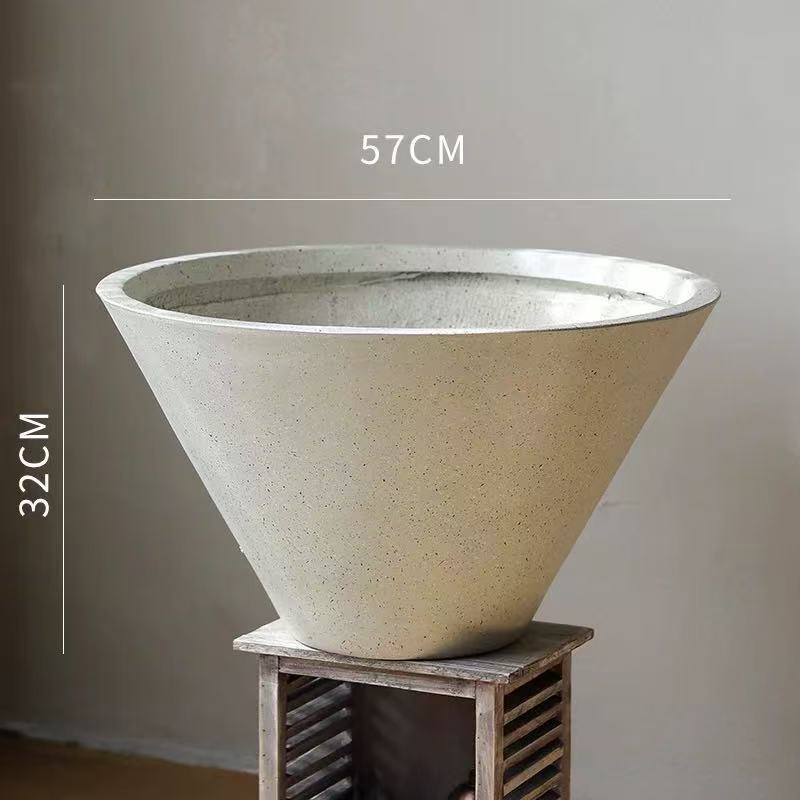 Round bowl-shaped magnesium clay flower pot